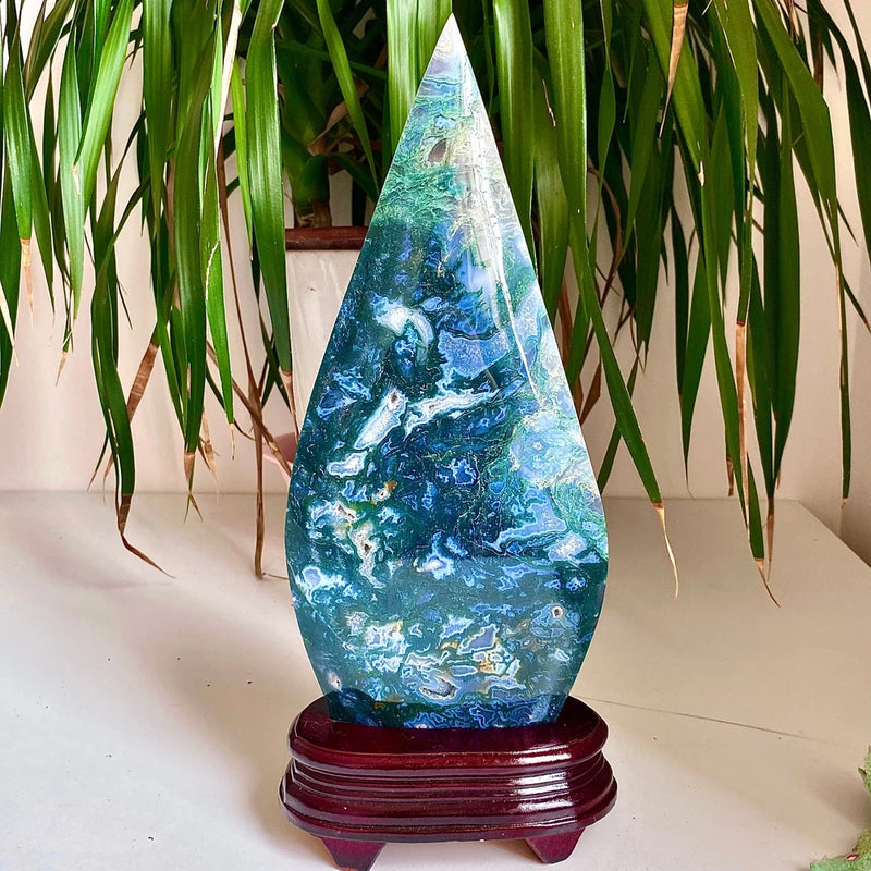 4.65LB Natural green aquatic plant droplet shaped crystal specimen Green Plant