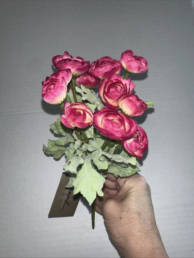 Winward Mini Ranunculus Bush 10.63Ó Faux Florals NEW Ranunculus