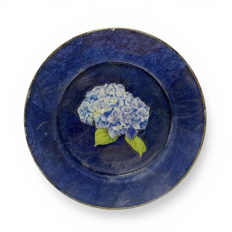 Leslie Linsley Nantucket MA Hydrangea Decoupage Glass Decorative Plate 9 1/8Ó Hydrangea