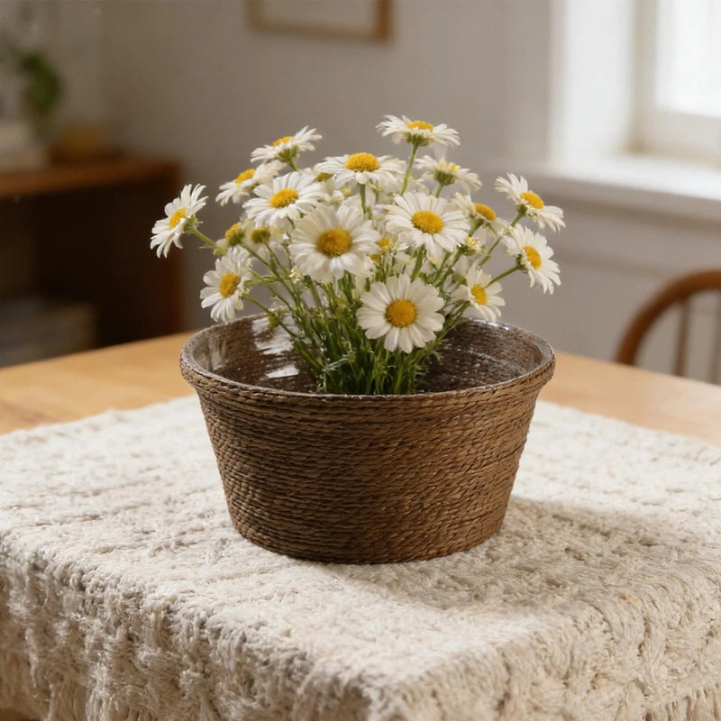 Woven Plant Basket with PP Liner Flowerpot Basket for Garden Yard Courtyard Garden Plants
