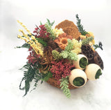 Handmade Dried/Silk Flower Arrangement w/ Pods & Vintage Basket Dried Flower