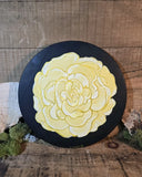 Yellow Ranunculus, Acrylic Paint On 10" Circular Canvas Ranunculus