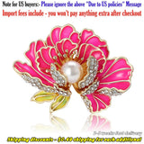 Enamel Peony Flower Brooches Rhinestone Rose Pins Pearl Flowers Badge Hot Sale Peony