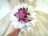 Wedding Bouquet Bride Bridesmaid Tropical Beach White Lily Purple Orchids Bouquet