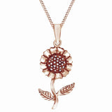 Flower Spring Sunflower 14K Rose Gold Plated Silver Pendant Necklace For Women's Sunflower