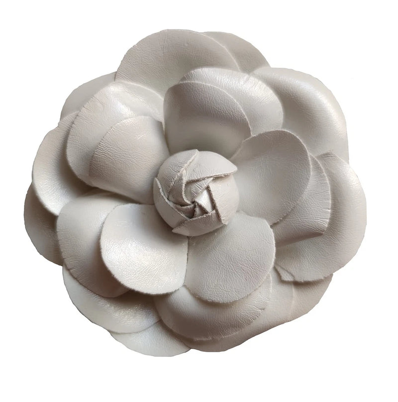 Designer Camellia White Flower Peony Rose Statement Large Blouse Brooch Pin for Peony