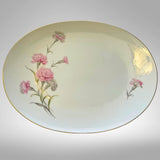 Royal Court Pink Carnation Platter Japan 14" MCM China Gold Trim Floral VTG Carnation