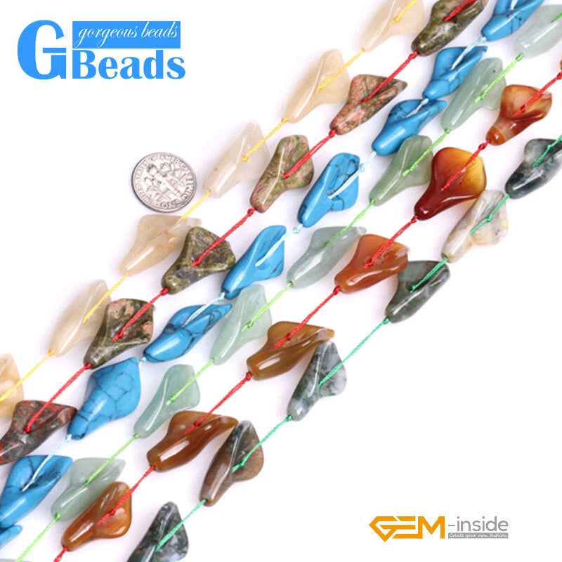 Assorted gemstone calla lily flower-shaped beads on string for jewelry making