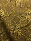 DARK GOLD BROWN FLORAL PRINTED COTTON LINEN FABRIC (54 in.) Sold By The Yard Flowering Plants