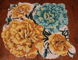 Handkerchief Square Scalloped Carnations Floral 12" Hanky Carnation