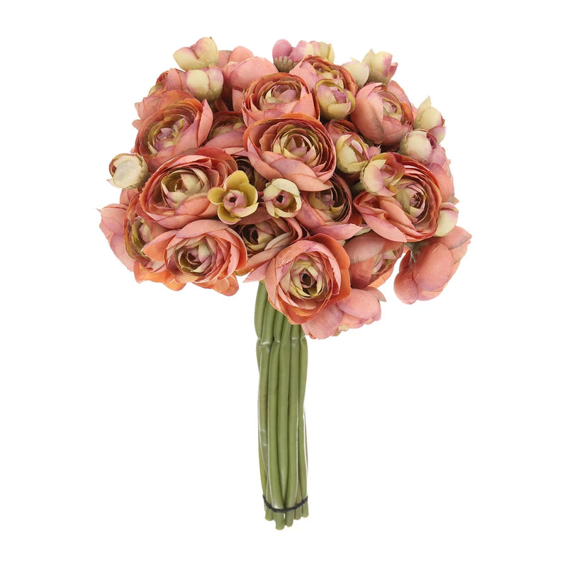 Artificial Ranunculus Flowers, 18pcs Coffee Faux Silk Flower for Wedding Ranunculus