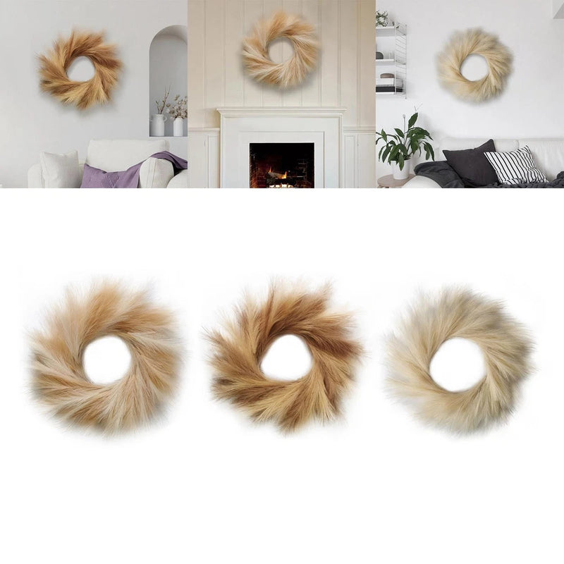 Faux Pompass Grass Wreath 23.62inch Pampas Grass Wreath for Party Home Decor Pampas Grass