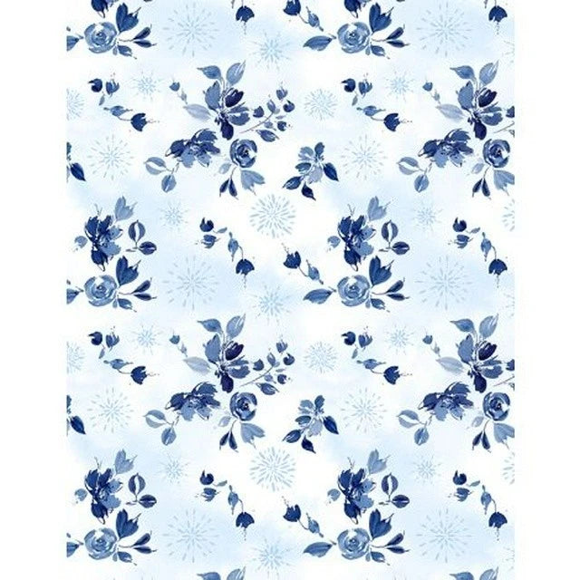 Dreaming Of Blue Cotton Fabric Wilmington Floral  By the Yard Flowering Plants