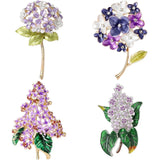 Metal Tone Enamel Hydrangea Brooch Women Rhinestone Flower Brooches Jewelry Hydrangea