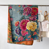 Peony Flower Painting Pashmina Shawls Wrap Chal Soft Cashmere Scarf Peony