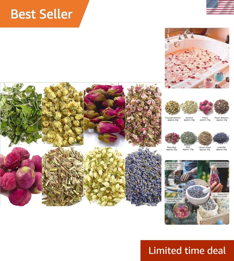 Colorful natural dried flower assortment with multiple flower varieties in small bundles