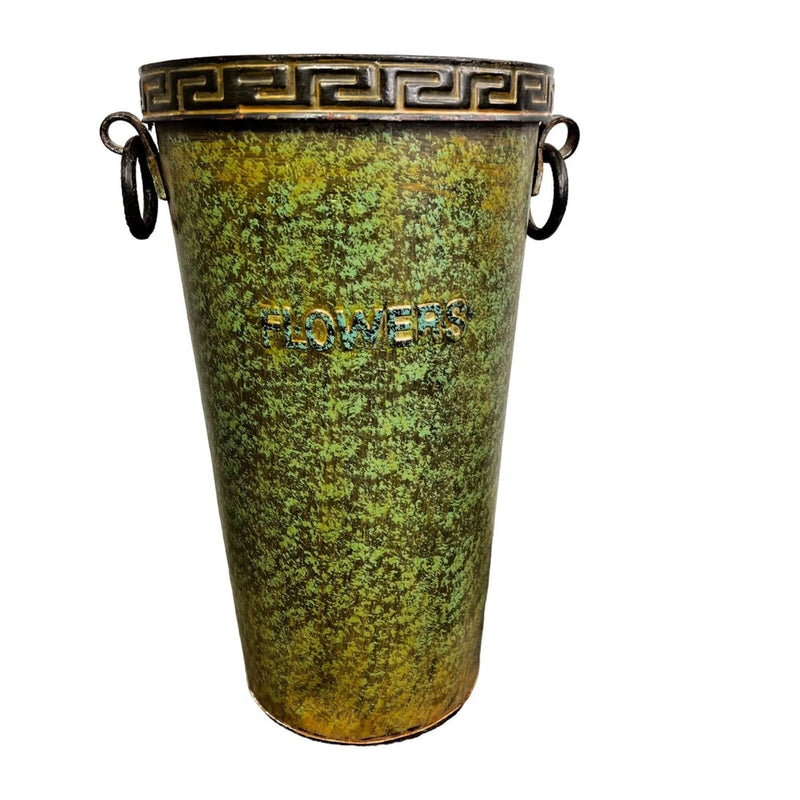 Metal Decorative Flower Pail Bucket Dried Flowers Pampas Grass Rusty Handles Pampas Grass