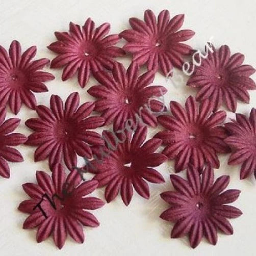 20 1" Burgundy MULBERRY PAPER DAISY FLOWERS for Cards Daisies