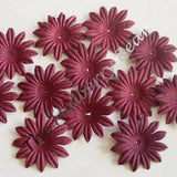 20 1" Burgundy MULBERRY PAPER DAISY FLOWERS for Cards Daisies