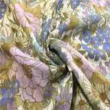 65% Silk 35% Cotton 12 Momme Thin Fabric floral print 53" wide by the yard JJ007 Flowering Plants