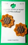 (2) STREAMLINE 1" FLORAL SUNFLOWER PLASTIC SHANK BUTTONS NOS CARD-J744 Sunflower