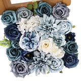 Artificial Flowers Combo Box Set Dusty Blue Bouquet Flowers for Wedding Cente... Hydrangea