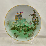 Antique Taisho-period Japanese Satsuma Floral Hydrangea & Bird plate by Koshida Hydrangea