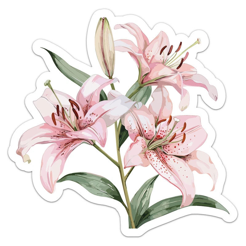 Watercolor Lily Flower - Car Bumper Sticker Vinyl Art Decal Lily