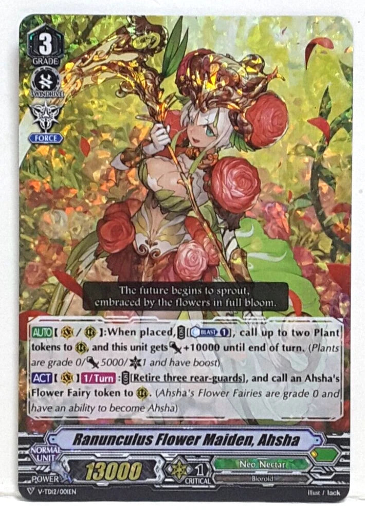 Cardfight Vanguard Ranunculus Flower Maiden, Ahsha (RRR Foil) V-TD12/001EN Ranunculus