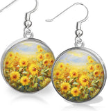 Nature's Beauty Sunflowers Watercolor Art Print Garden Flowers Floral Earrings Sunflower
