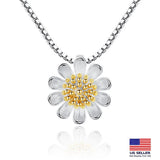 Fashion Women 925 Sterling Silver Necklace 3D Daisy Sunflower Pendant 1826 Sunflower