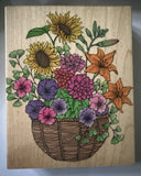 Hero Arts Rubber Stamp Super Flower Basket Sunflower Pansy Lily  Arrangement Sunflower
