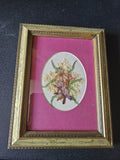 Vintage Pressed flowers bouquet matted in Pink 5 X 7 gold colored frame 7_9 Cute Dried Flower