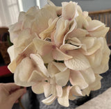 Blush Pink Ivory Hydrangea Stem Silk Flower Faux Wedding Centerpiece Realistic Hydrangea