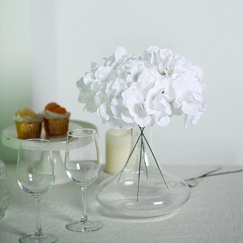 WHITE 10 Silk Hydrangea Flowers Heads Stems Wedding Party Events Centerpieces Hydrangea