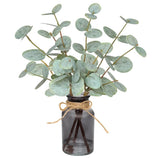 Artificial Eucalyptus Stems in Vase with Faux Water,Fake Plants for Bathroom,... Green Plant