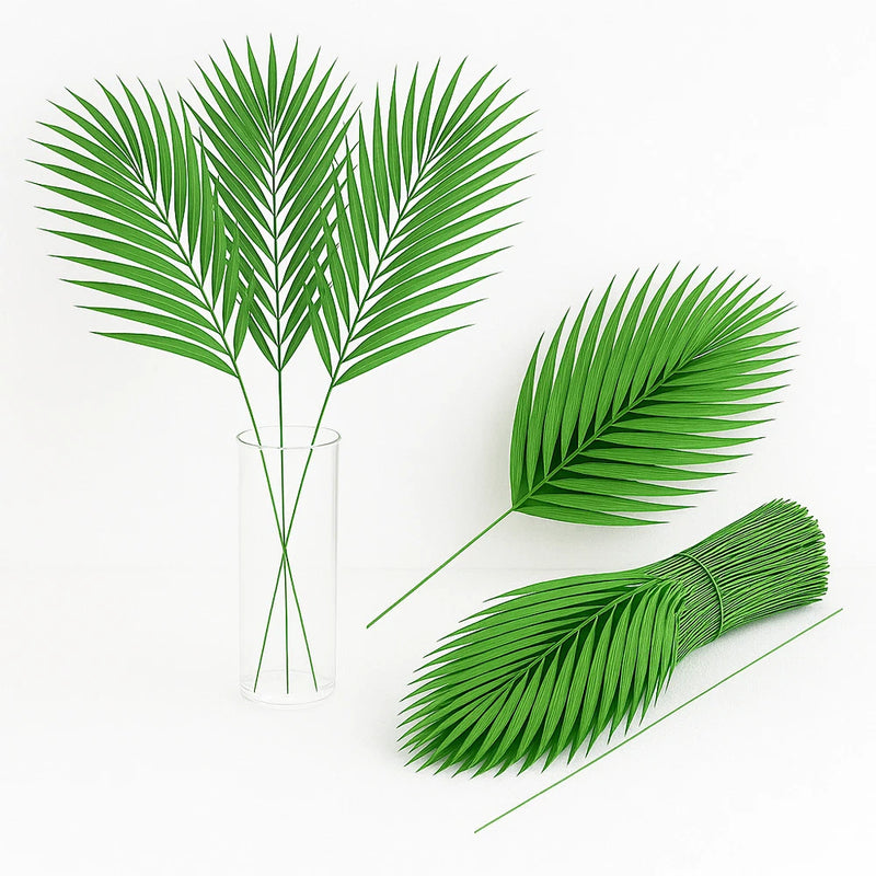 Artificial Palm Leaves 59 Pcs Faux Large Palm Fronds Fake Tropical Leaves Green Plant