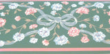 Green Wallpaper Border Pink Blue Ribbon Carnations Flower Toss Floral Wall 9031 Carnation