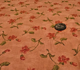 Moda * Pink Flowers*Green Stems Leaves Tossed on Rose Brown*100% Cotton*8" x 21" Roses
