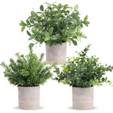 Der Rose 3 Pack Mini Potted Fake Plants Artificial Plastic Eucalyptus Plants Green Plant