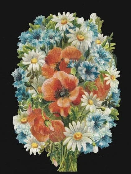 German Embossed Scrap Die Cut - Large Bouquet Of Spring Flowers   BK5090 Bouquet