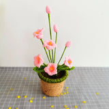 2 Sunflowers Crochet Knitted Artificial Flower Potted Decor Sunflower