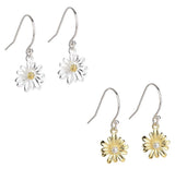 S925 Sterling Silver Sunflower Daisy Dangle Drop Hoop Earrings Gift Box Sunflower