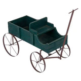 41.5 In. W Green Cedar Wood Buckboard Amish Wagon Decorative Garden Planter Garden Plants