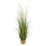 Uimoso Artificial Grass Plant 47-Inch Reed Flower Grass in Pot, Green, 1 Pack Green Plant