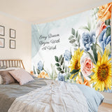 Yellow Sunflower and Blue Rose Floral TapestryÊforÊBedroomÊLivingÊRoomÊDorm Sunflower