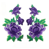1 Pair Peony Flower Cloth Applique Floral Embroidery Patches Clothing Sewing Peony