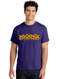 Row-Of-Sunflowers Mens Graphic Tee, 100% Cotton, Casual Summer Wear Sunflower