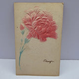 Embossed Pink Carnation Flower Best Wishes 1907 Postcard Carnation