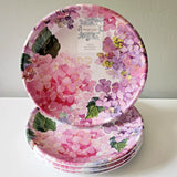 x4 Shabby Chic Pink Purple Hydrangea Salad Side Luncheon Plates MELAMINE 9